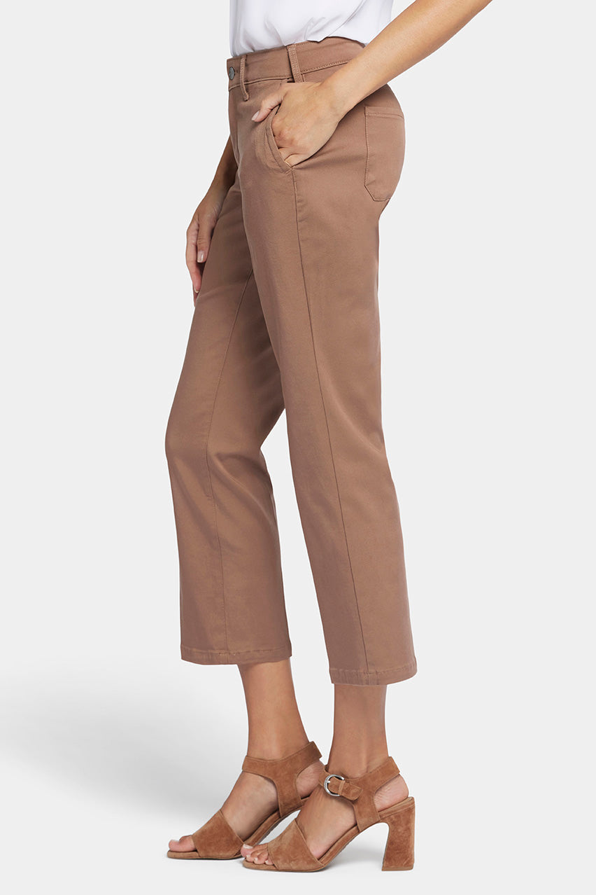 Straight Leg Ankle Trouser Brown Stretch Twill | Baguette | Non Denim | NYDJ