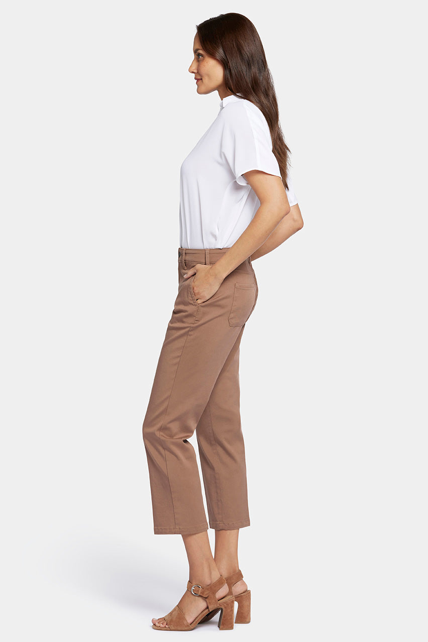 Straight Leg Ankle Trouser Brown Stretch Twill | Baguette | Non Denim | NYDJ