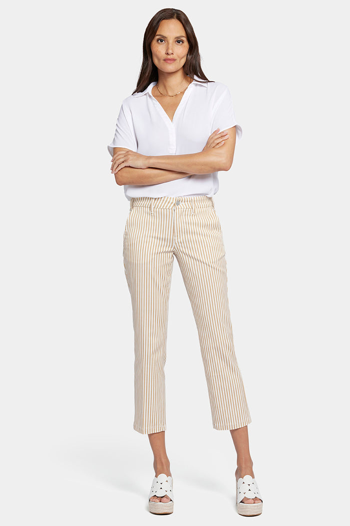 Straight Leg Ankle Trouser Beige Stretch Twill | Sunbird Stripe | Non Denim | NYDJ