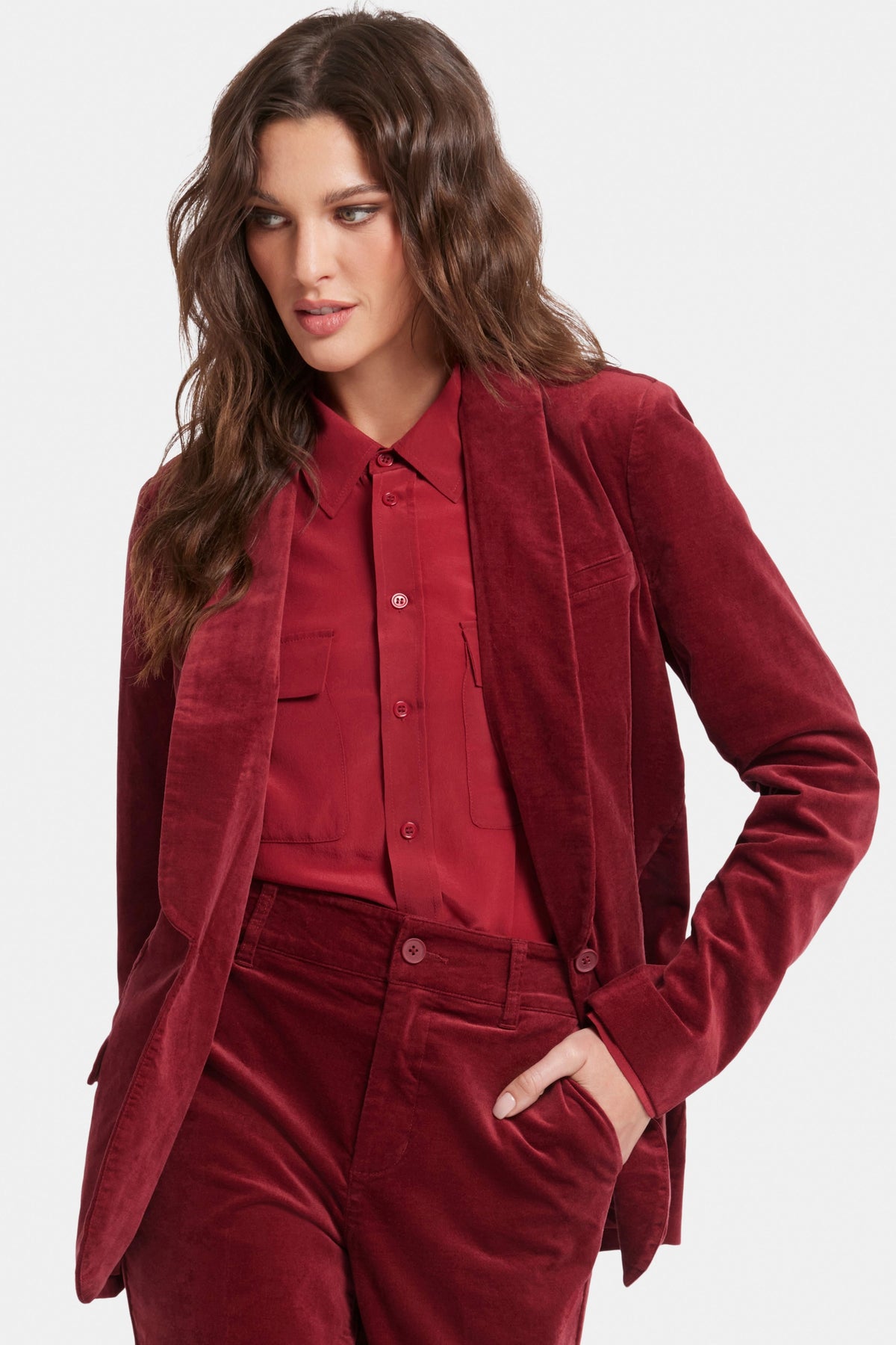 Tuxedo Jacket Velveteen Red | Wild Currant | Blazer | NYDJ