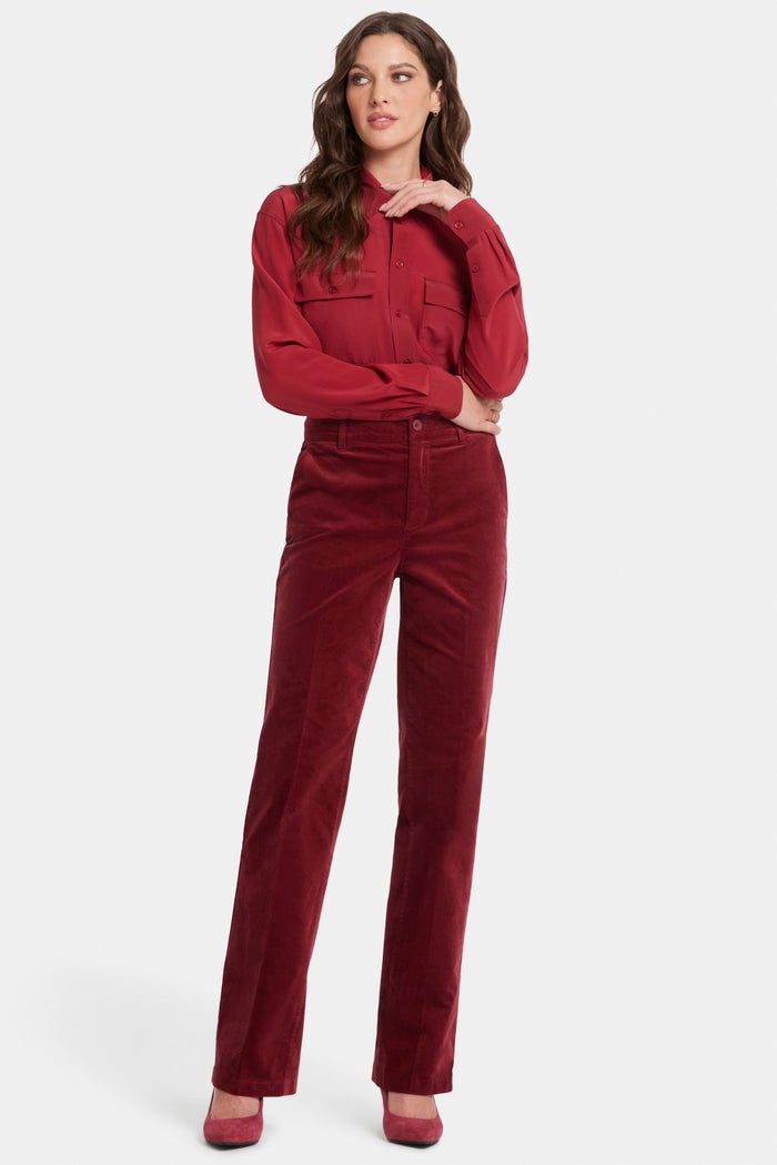 Straight Leg Trouser Velveteen Red | Wild Currant | Pants | NYDJ