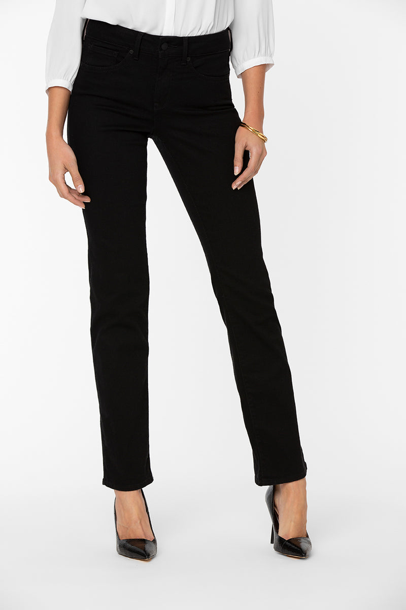 Marilyn Straight Jeans Black Premium Denim (Petite) | Black | Denim | NYDJ