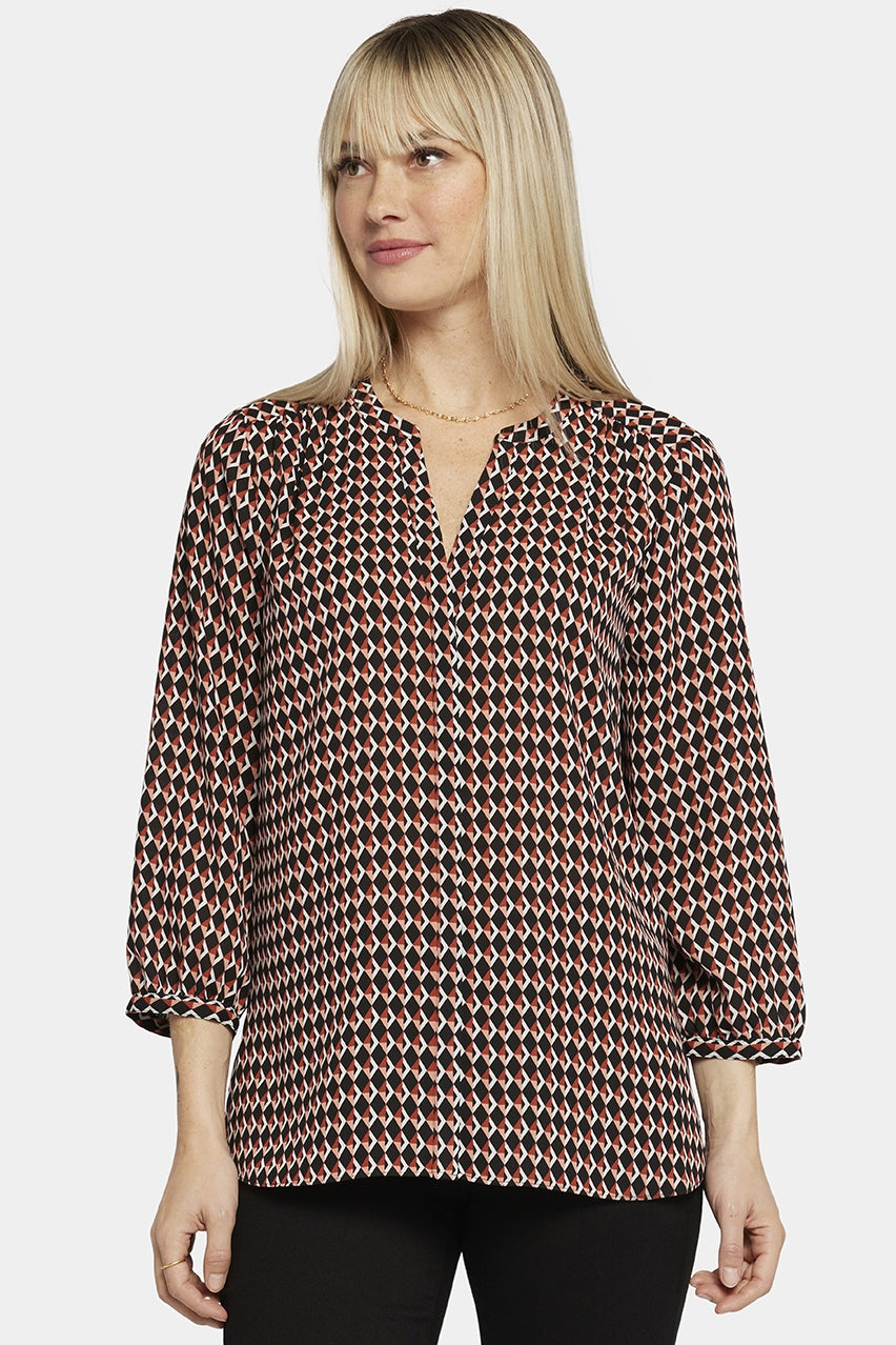 Pintuck Blouse Graphic Print | Darby Peaks | Blouse | NYDJ