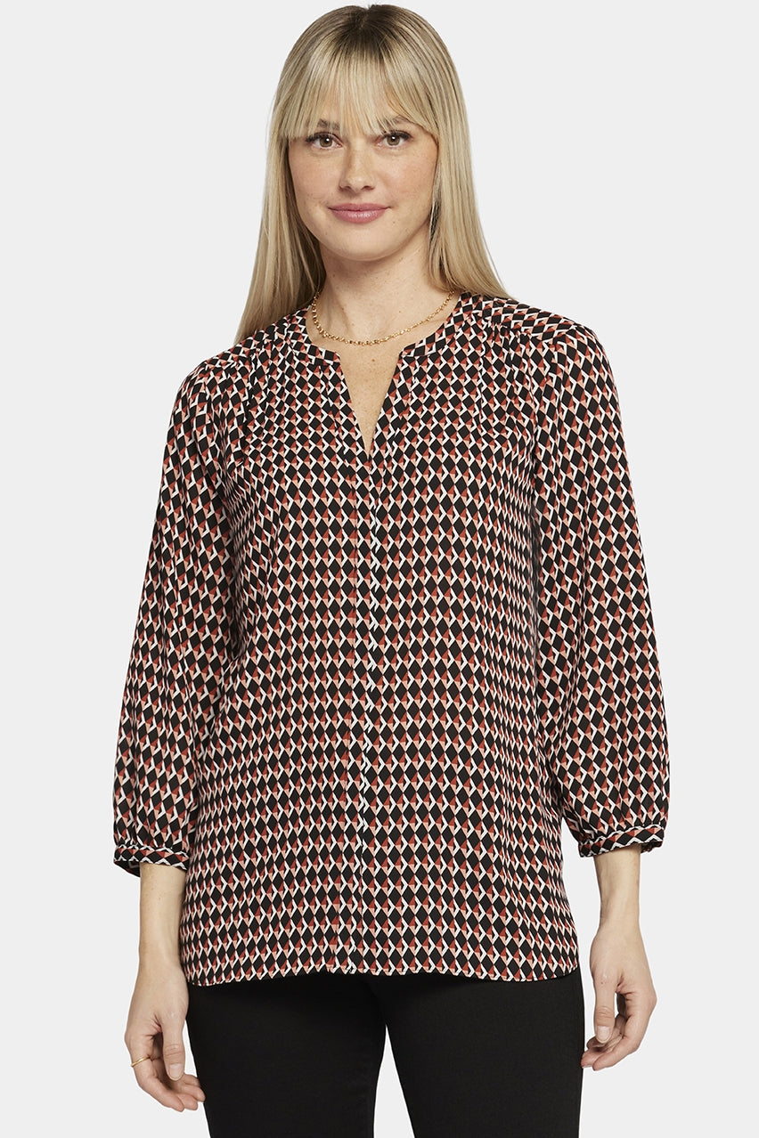 Pintuck Blouse Graphic Print | Darby Peaks | Blouse | NYDJ