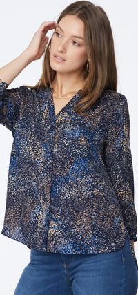 Pintuck Blouse Multi-coloured Print | Goleta Grove | Blouse | NYDJ