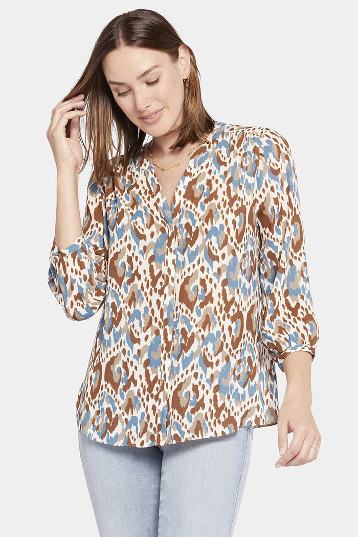 Pintuck Blouse Graphic Print | Ocean Dream | Blouse | NYDJ