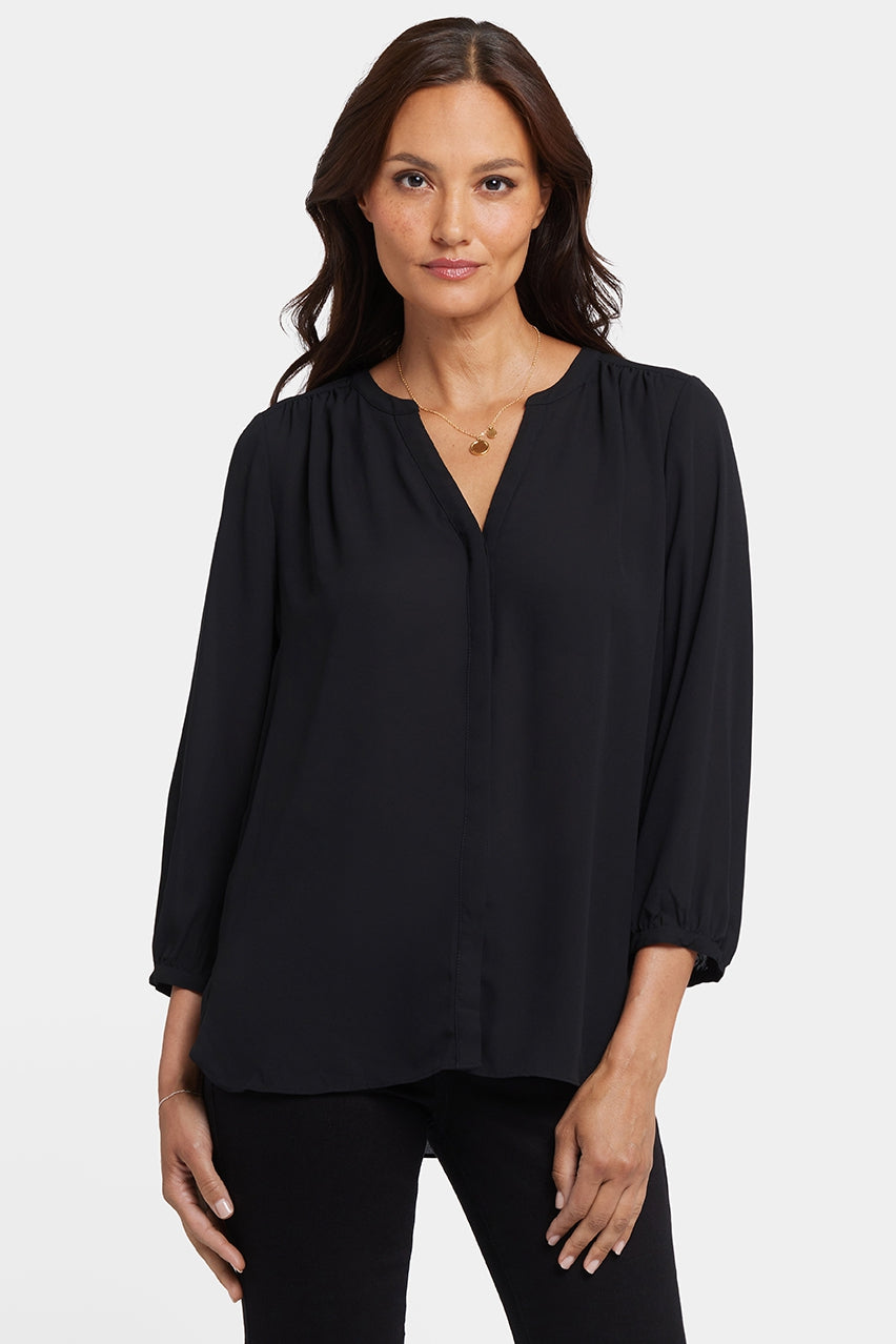 Pintuck Blouse | Black | Blouse | NYDJ