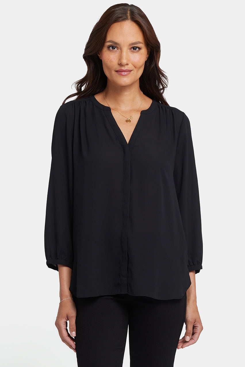 Pintuck Blouse | Black | Blouse | NYDJ