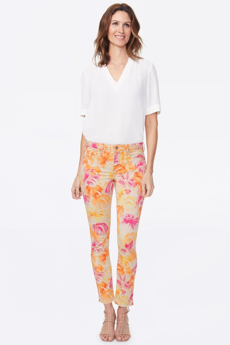 Alina Skinny Ankle Jeans Premium Denim Imprimé | Beach Garden Clementine | Non Denim | NYDJ