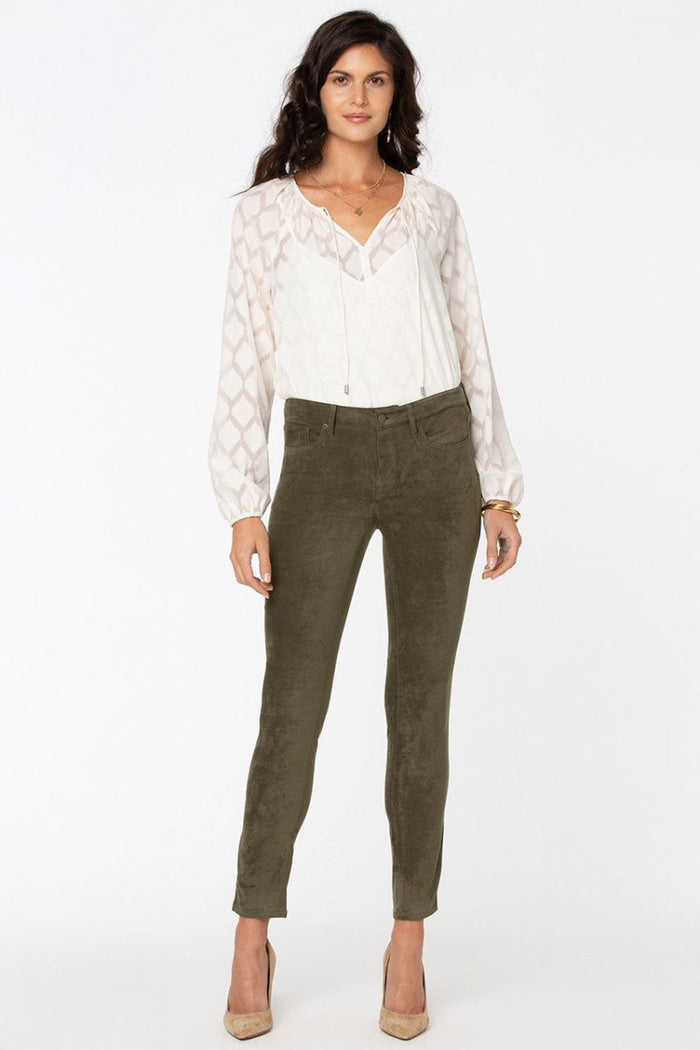 Alina Skinny Green Faux Suede | Martini Olive | Pants | NYDJ