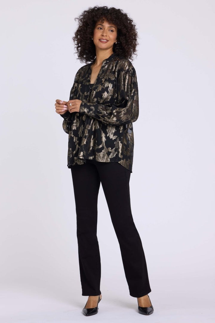Anika Blouse | Black &amp; Gold - NYDJ