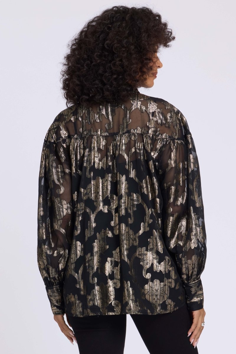 Anika Blouse | Black &amp; Gold - NYDJ