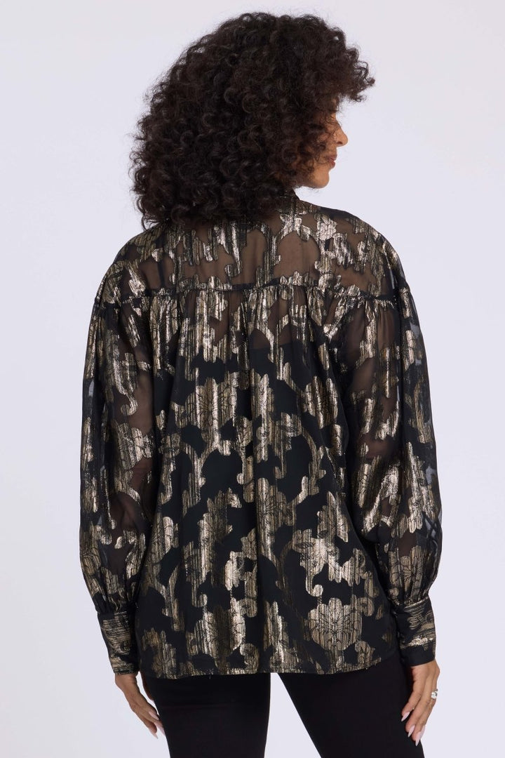 Anika Blouse | Black &amp; Gold - NYDJ