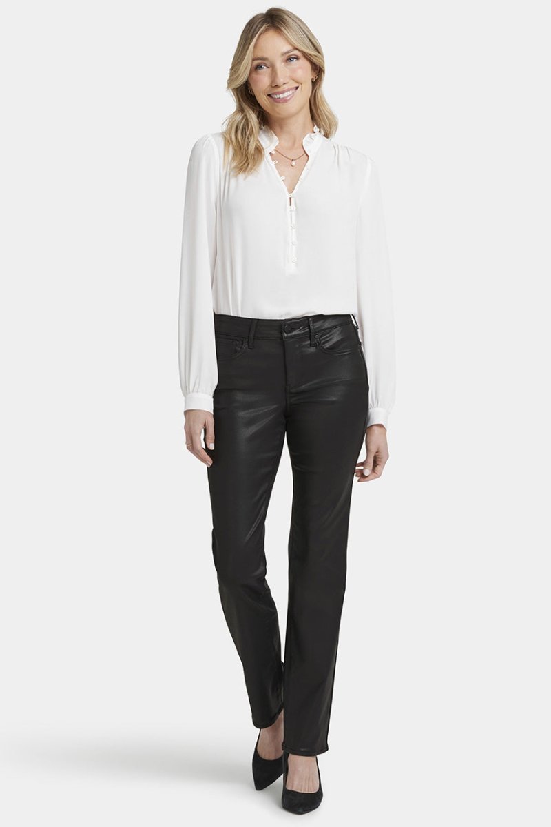 Coated Marilyn Straight Jeans | Black Coated | Pants | NYDJ