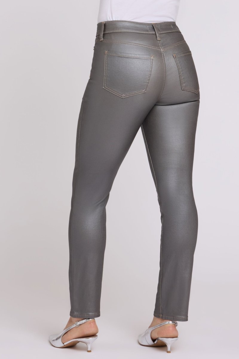Coated Sheri Slim Straight Jeans | Coated Pewter - NYDJ