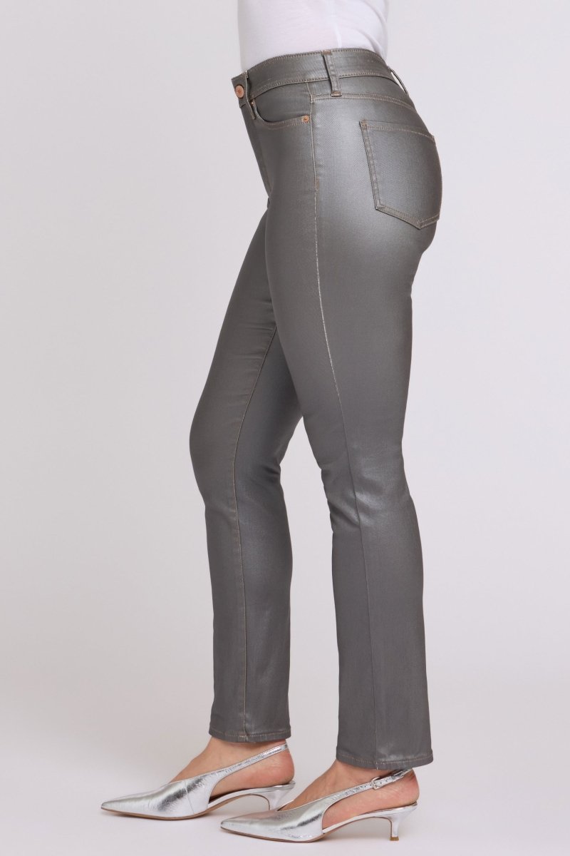 Coated Sheri Slim Straight Jeans | Coated Pewter - NYDJ