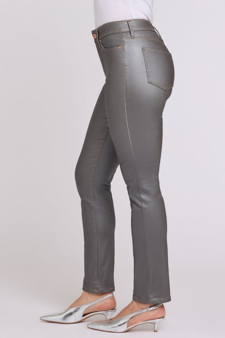 Coated Sheri Slim Straight Jeans | Coated Pewter - NYDJ