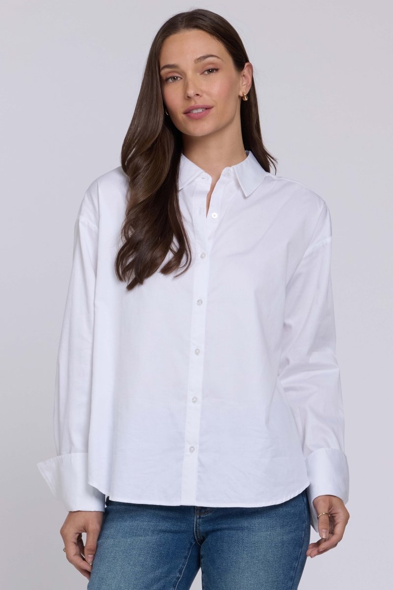 Daphne Shirt in Cotton Poplin | Optic White - NYDJ