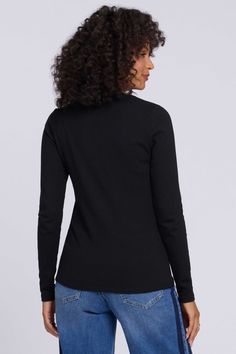 Emery Ribbed Henley | Black - NYDJ