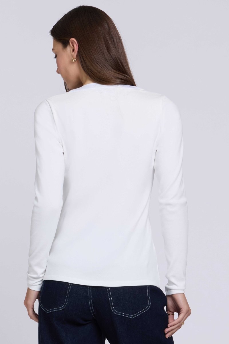Emery Ribbed Henley | Optic White - NYDJ