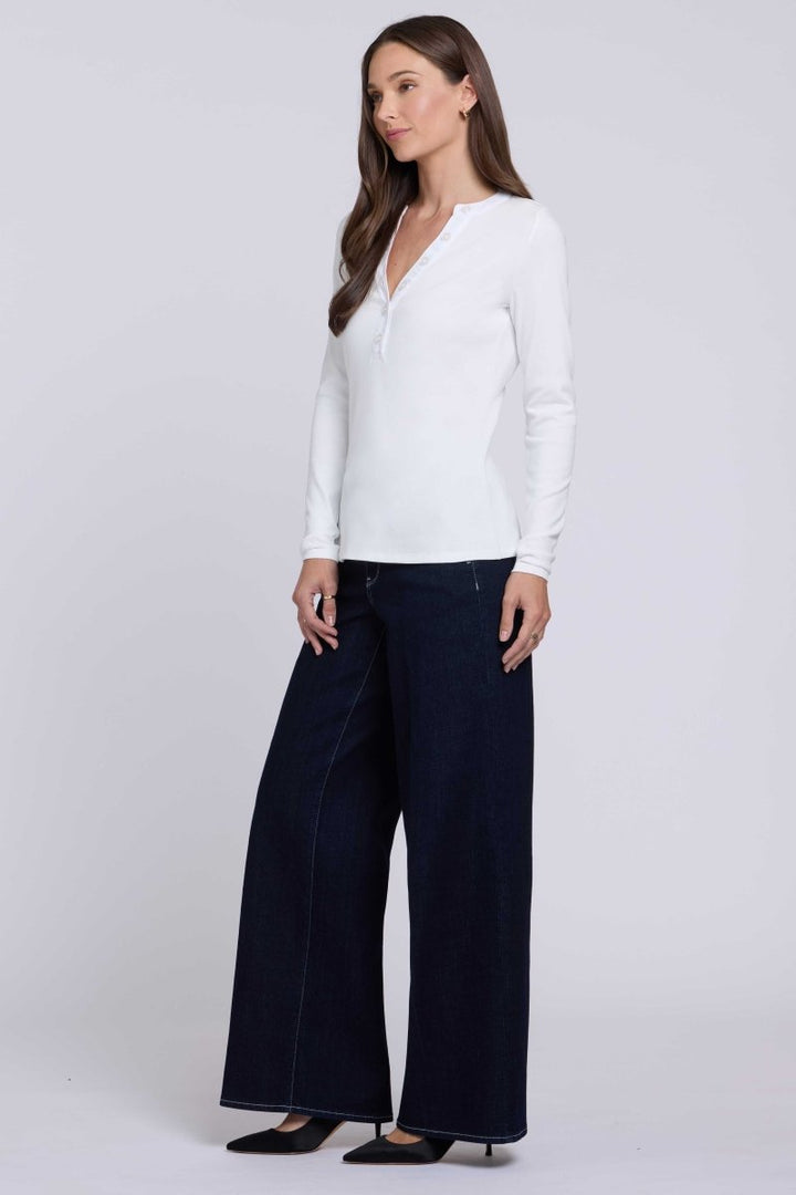 Emery Ribbed Henley | Optic White - NYDJ