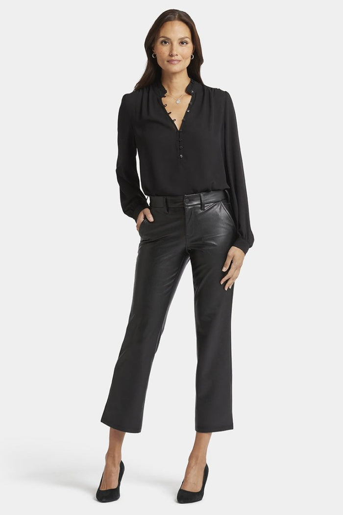 Faux Leather Straight Sculpt-Her™ Ankle Trouser Black | Black | Pants | NYDJ