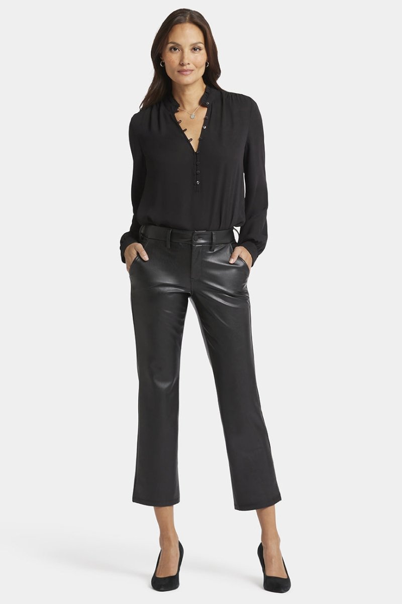 Faux Leather Straight Sculpt-Her™ Ankle Trouser Black | Black | Pants | NYDJ