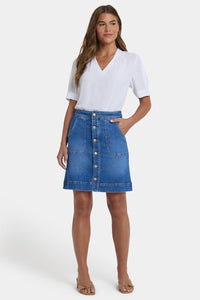 High Rise A-Line Utility Denim Skirt | Blue Paradise | Denim | NYDJ