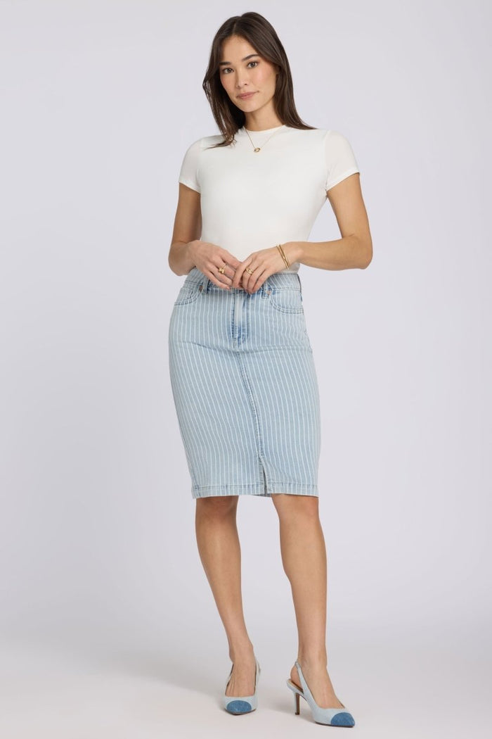 High Rise Denim Skirt | Azure Stripe | Denim | NYDJ