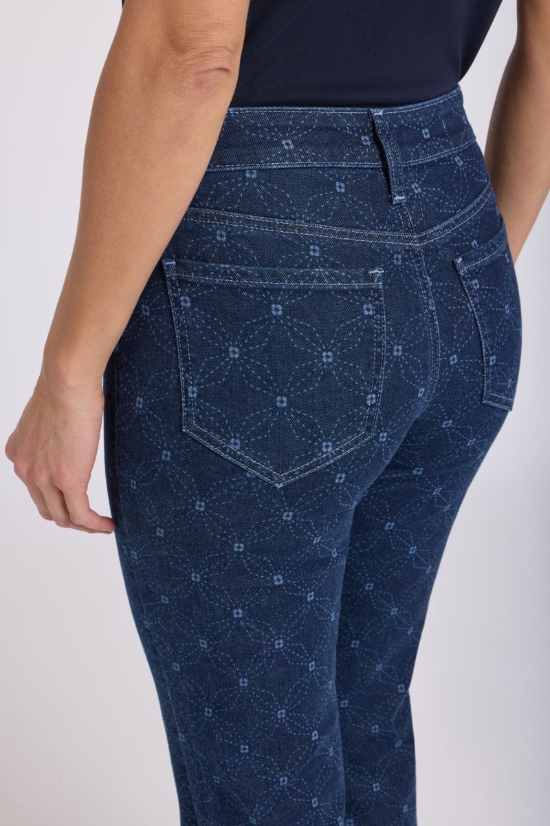 Marilyn Straight Ankle Jeans | Geo Flower Print | Denim | NYDJ
