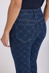 Marilyn Straight Ankle Jeans | Geo Flower Print | Denim | NYDJ