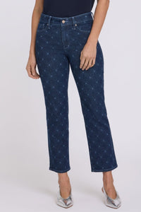 Marilyn Straight Ankle Jeans | Geo Flower Print | Denim | NYDJ