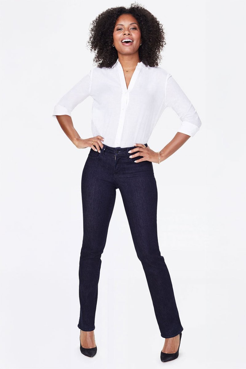 Marilyn Straight Jeans Dark Blue Premium Denim (Petite) | Rinse | Denim | NYDJ