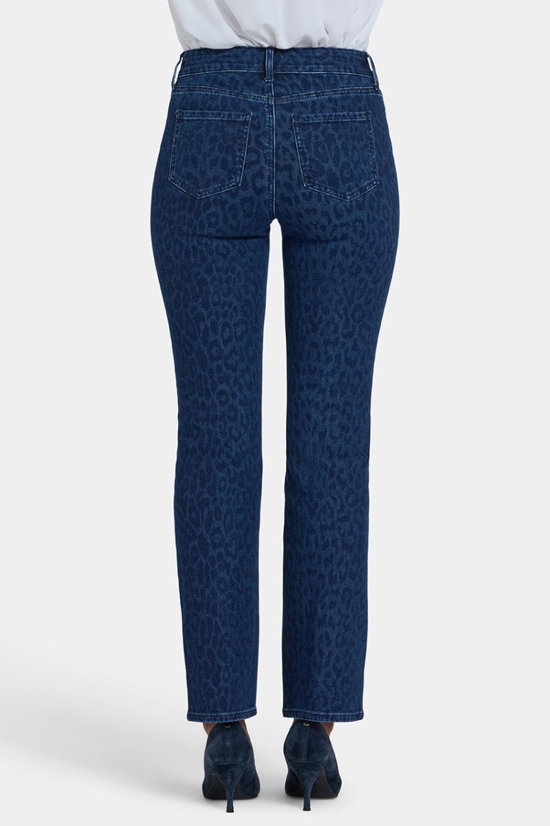 Marilyn Straight Jeans | Dark Denim Leopard Print | Denim | NYDJ