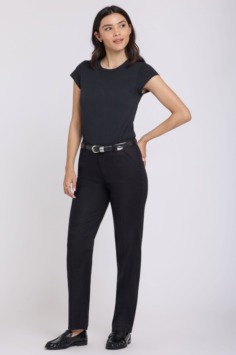 Marilyn Straight Pants In Stretch Linen | Black - NYDJ