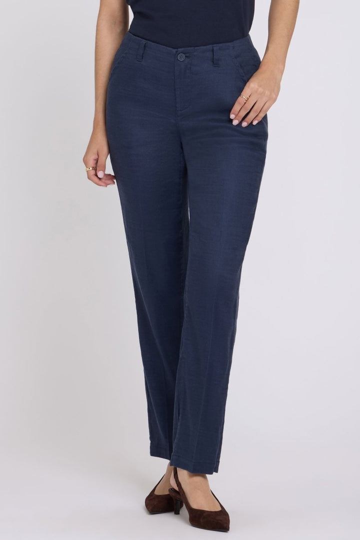 Marilyn Straight Pants In Stretch Linen | Oxford Navy - NYDJ