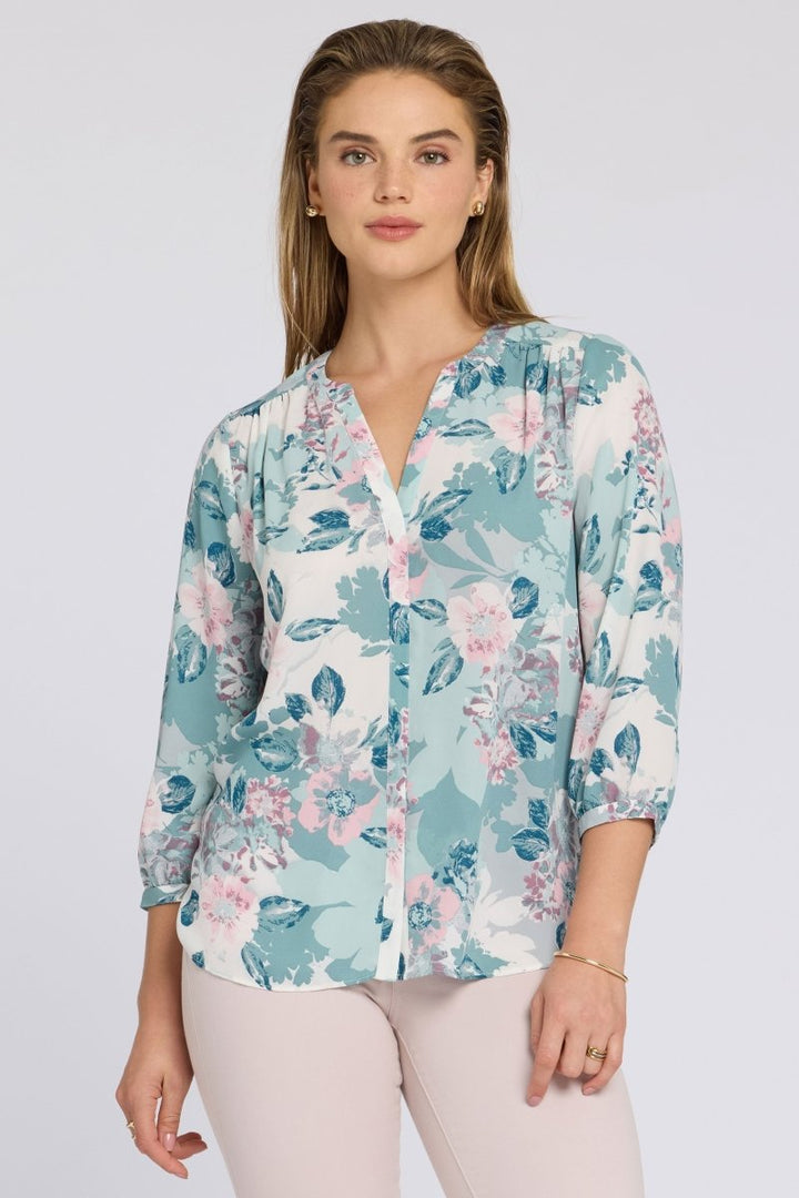 Pintuck Blouse | Floral Mosaic - NYDJ