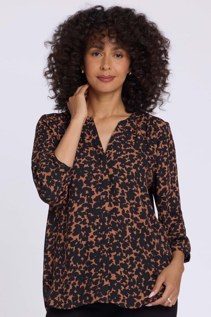 Pintuck Blouse | Moonflower Mocha - NYDJ