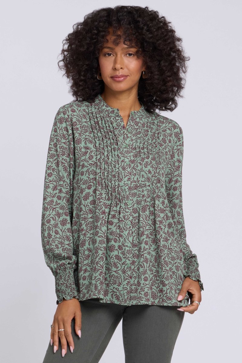 Pleated Peasant Blouse | Morningside Meadow Wine - NYDJ