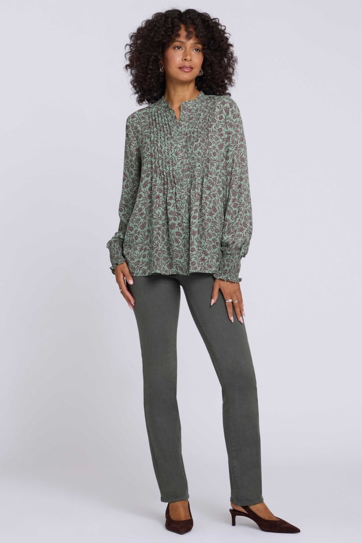 Pleated Peasant Blouse | Morningside Meadow Wine - NYDJ