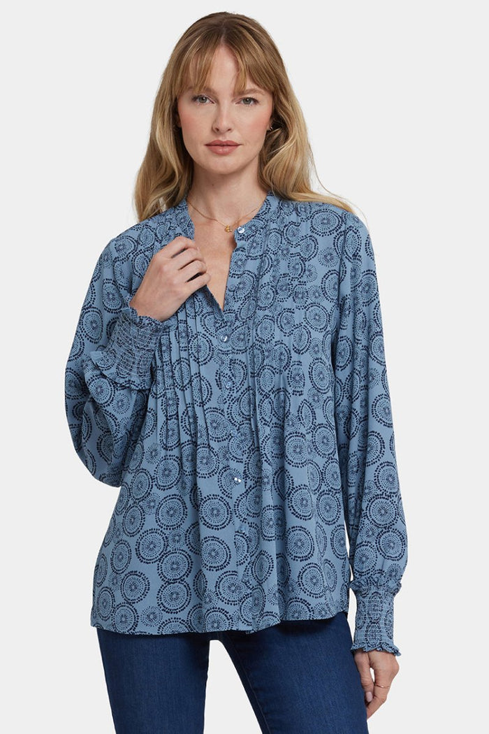 Pleated Peasant Blouse | Rain Garden | Blouse | NYDJ