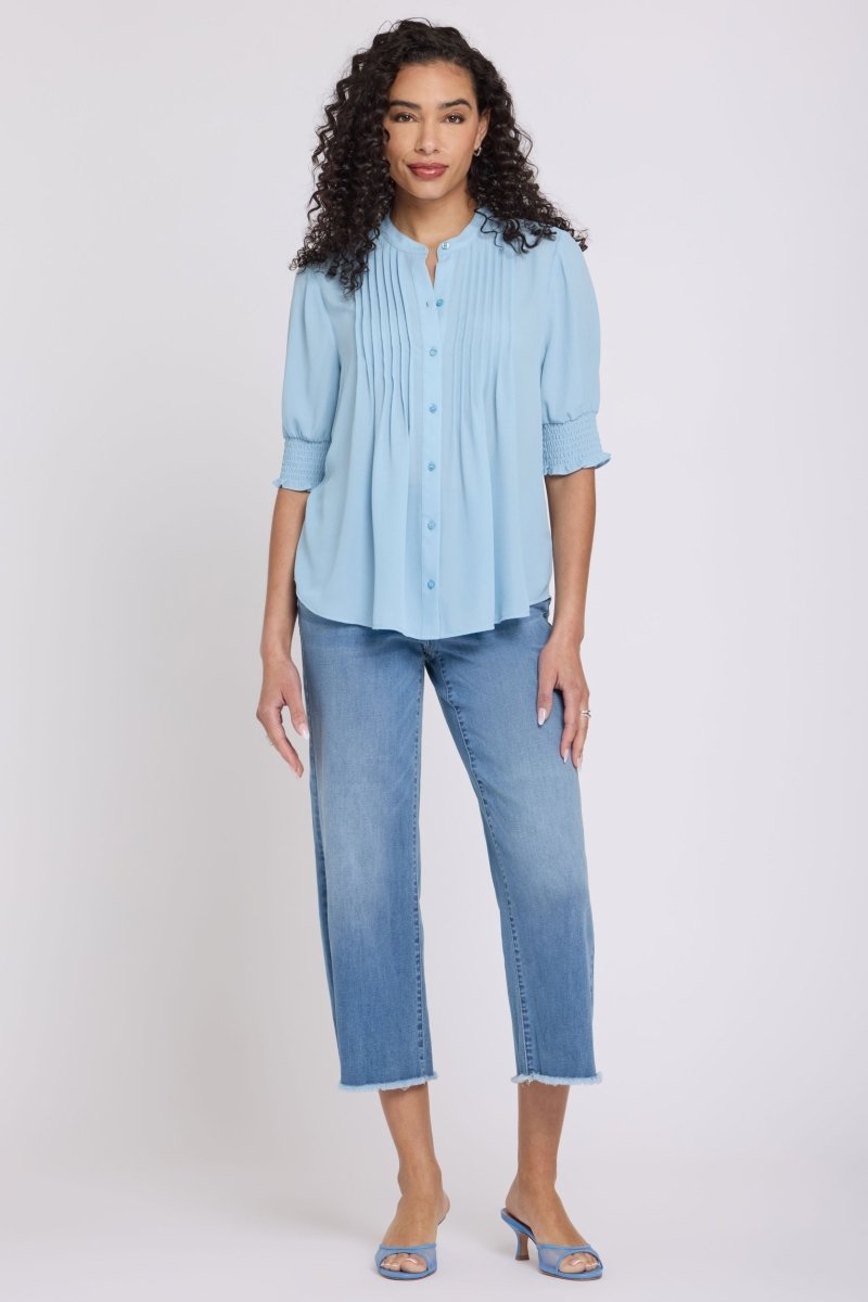 Pleated Short Sleeved Blouse | Starlight | Blouse | NYDJ