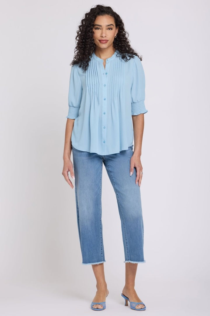 Pleated Short Sleeved Blouse | Starlight | Blouse | NYDJ