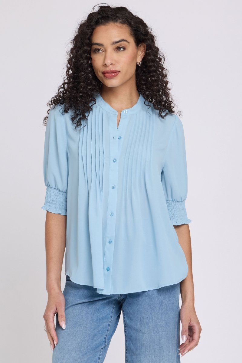 Pleated Short Sleeved Blouse | Starlight | Blouse | NYDJ