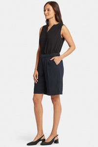 Relaxed Denim Bermuda Shorts With High Rise | Overdye Black | Shorts | NYDJ