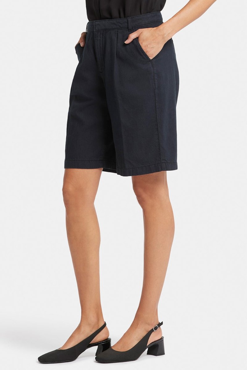 Relaxed Denim Bermuda Shorts With High Rise | Overdye Black | Shorts | NYDJ