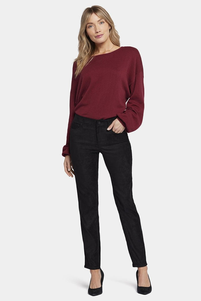 Sheri Slim Trouser Faux Suede | Black | Pants | NYDJ