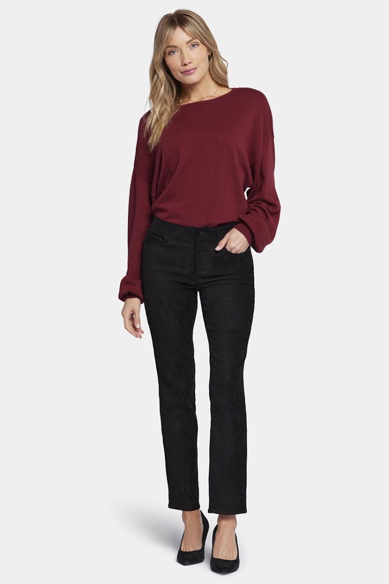Sheri Slim Trouser Faux Suede | Black | Pants | NYDJ