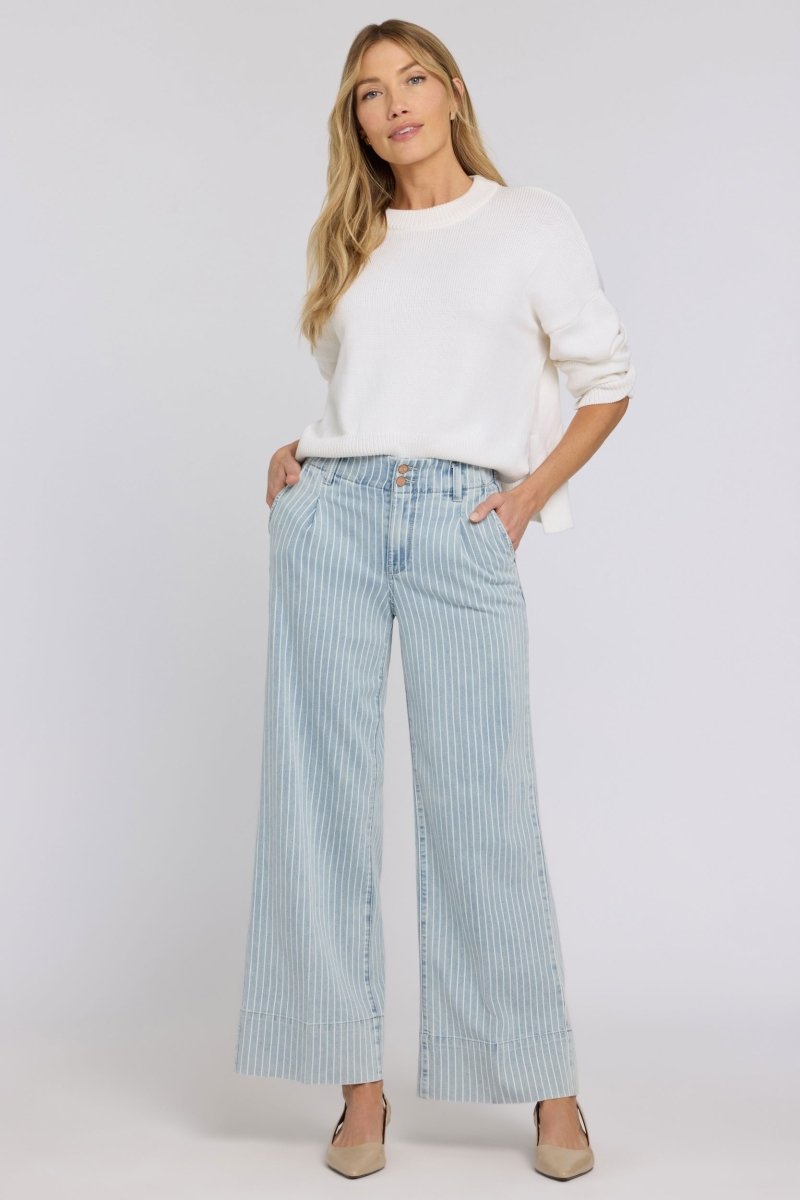 Simone Wide Leg Jeans With High Rise | Azure Stripe | Denim | NYDJ
