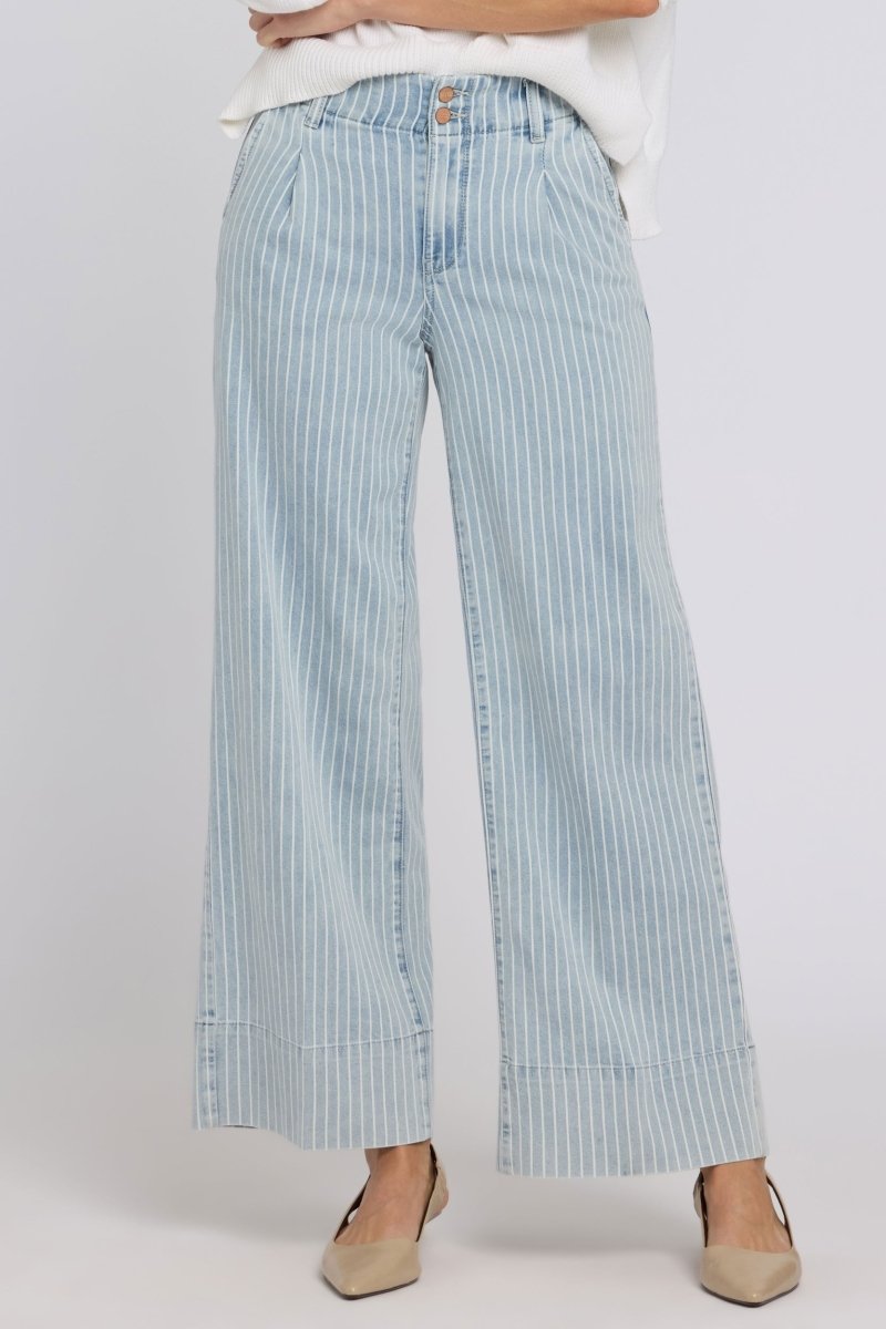 Simone Wide Leg Jeans With High Rise | Azure Stripe | Denim | NYDJ